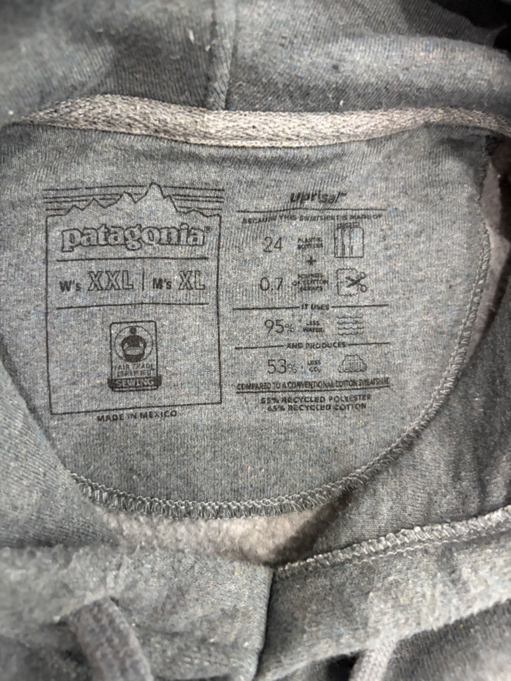 Patagonia,Size,XL,Men's Gray Hooded Sweatshirt with Multicolor Stripe - Picture 14 of 16